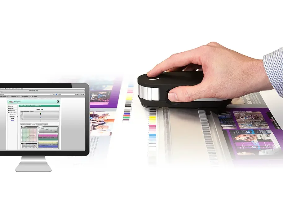 Image of COLORPATH software and a hand using a spectrophotometer