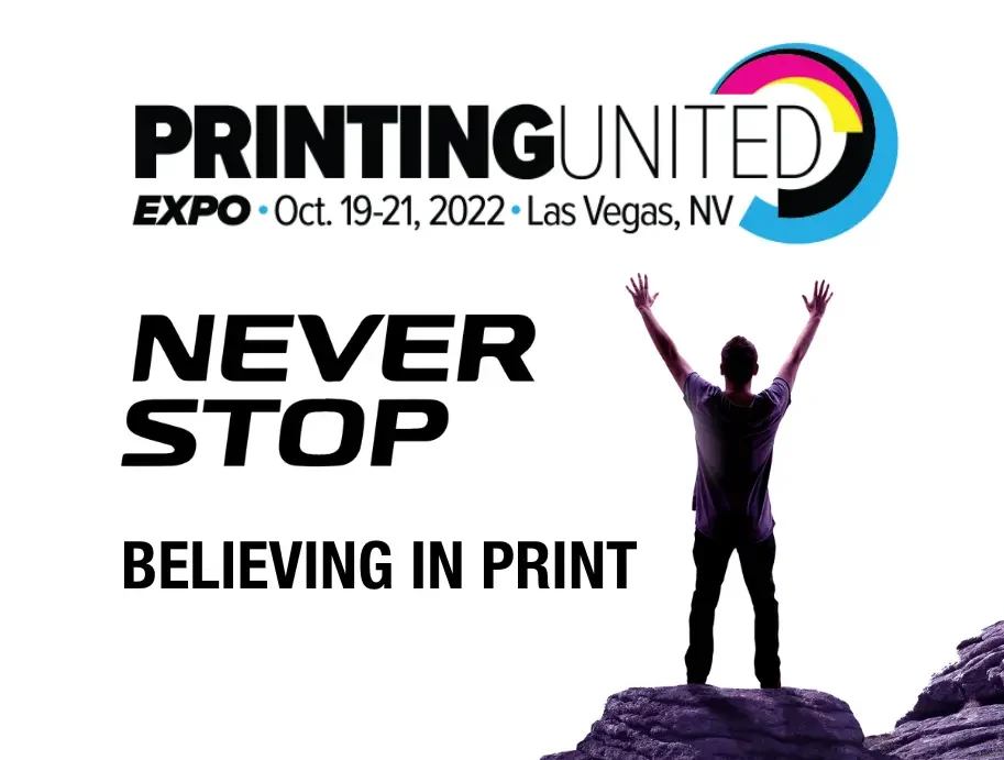 PRINTING United Logo with image of man on mountain