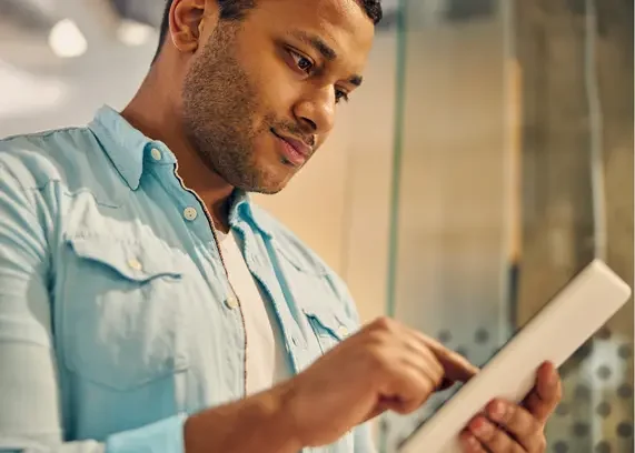 person reading news on phone