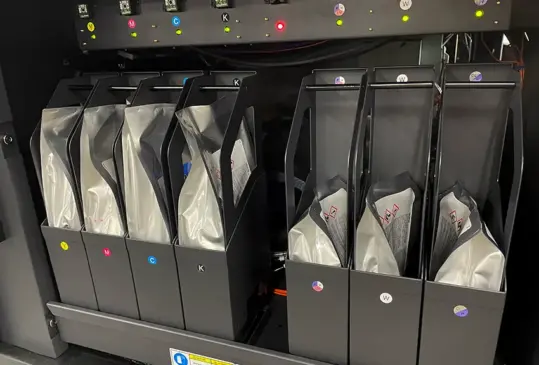 bags of ink in wide format printer