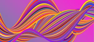 a colorful wave on a pink and purple background